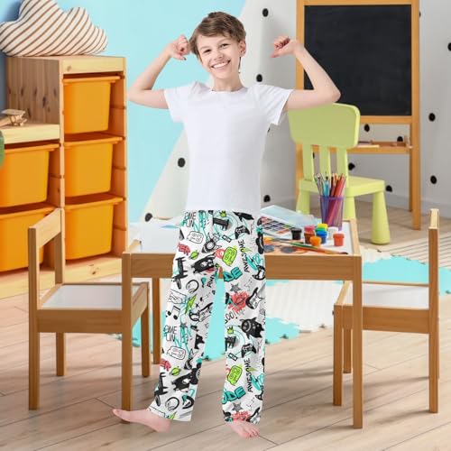 visesunny Boys' Pants Cute Pattern Lounge Pants Elastic Waist Jogger Trousers with Tow Pockets Size S-XL2