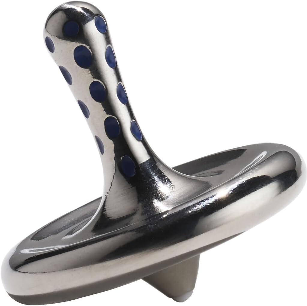 Craighill Tracer Top - Metal Spinning Top, Kinetic Desk Fidget Object, Top Spinner & Desk Decor, Premium Stainless Steel, Long Spin Time, Blue - 1.25" x 1.25"