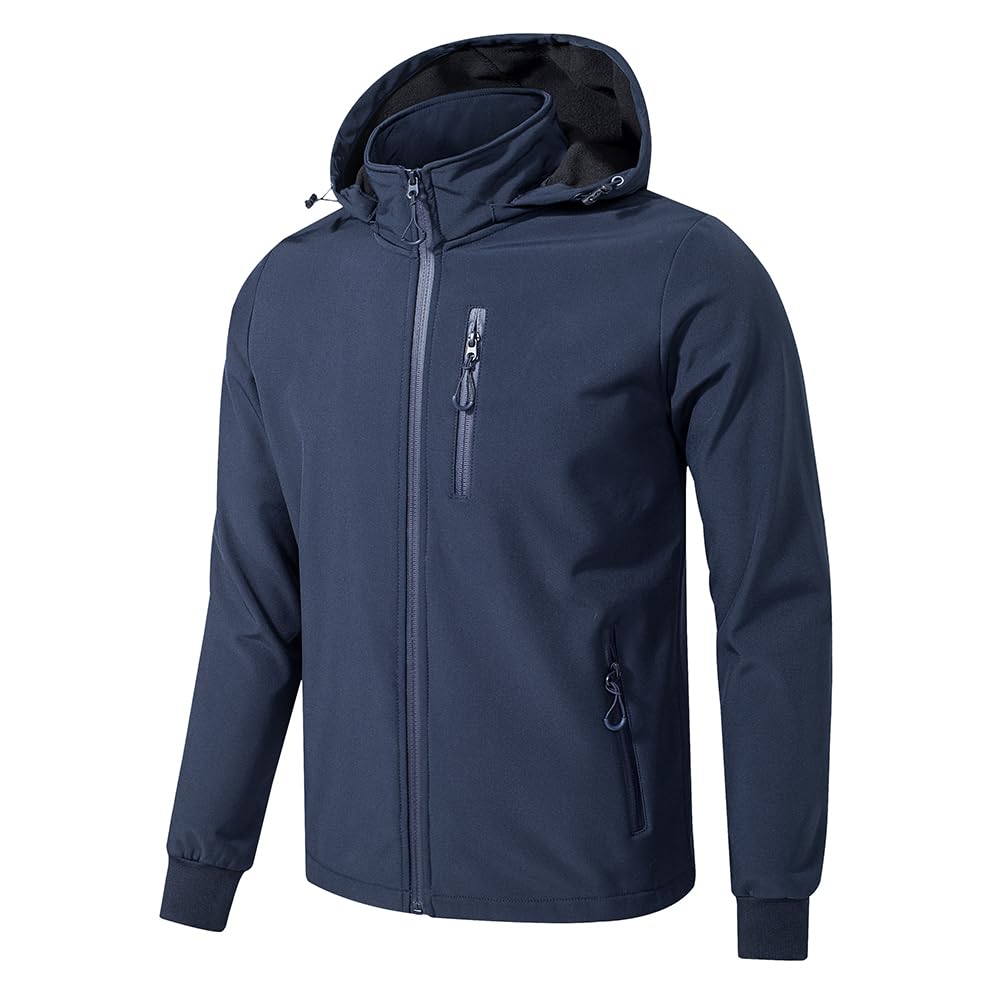 TONY BACKER Giacca Jacket Uomo In Softshell Impermeabile Antivento con Cappuccio Giubbotto Caldo Per Trekking Casual 6860