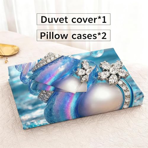 Ensemble de literie 160x200 conque bleue avec impression 3D et finitions soignées - 7