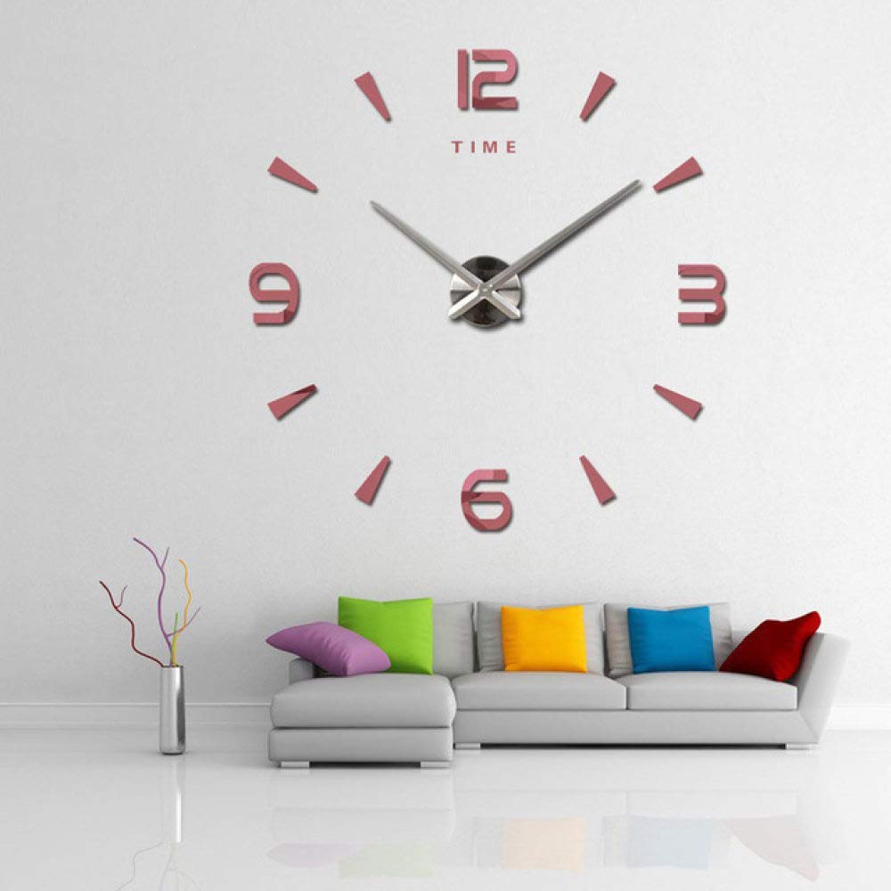 Horloge murale 3D rouge géante pour habiller un grand mur vide sans percer
