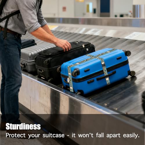Image of Nuxovilar Luggage Straps Set for Suitcase 1.96x71in Polyester | Cargo Strap Travel Belt Security Buckle Band Family Trip Summer Vacation Airport (Duck Floral Cars)