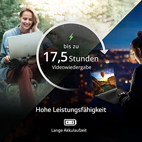 2022 LG gram 17 Zoll Ultralight Notebook - 1,350g Intel Core i7 Laptop (16GB RAM, 1TB SSD, 17,5h Akkulaufzeit, 16:10 Entspiegeltes IPS-Display, Thunderbolt 4, Win 11 Home, Mirametrix) - Grau – Bild 5