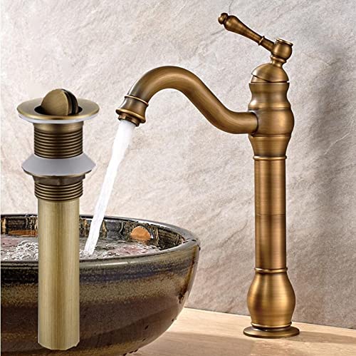 Robinet de lavabo en bronze contre la rouille avec bonde automatique