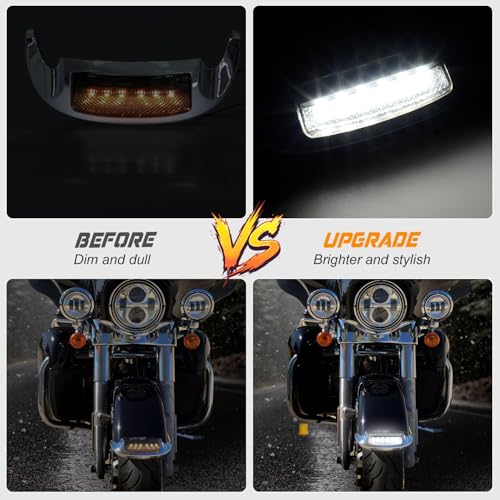 Image of NTHREEAUTO Front Smoked Fender Light White LED Fender Tip Running Lights Compatible with Harley Electra Glide Ultra Limited - Smoke Lens