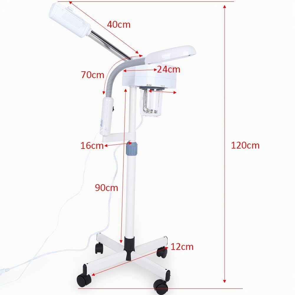 2 en 1 Vapozone Esthetique Professionnel, Vapeur Visage 5X Lampe, Loupe Esthetique sur Pied Machine Vapozone Professionnel pour Salon de Beauté Soin de Visage