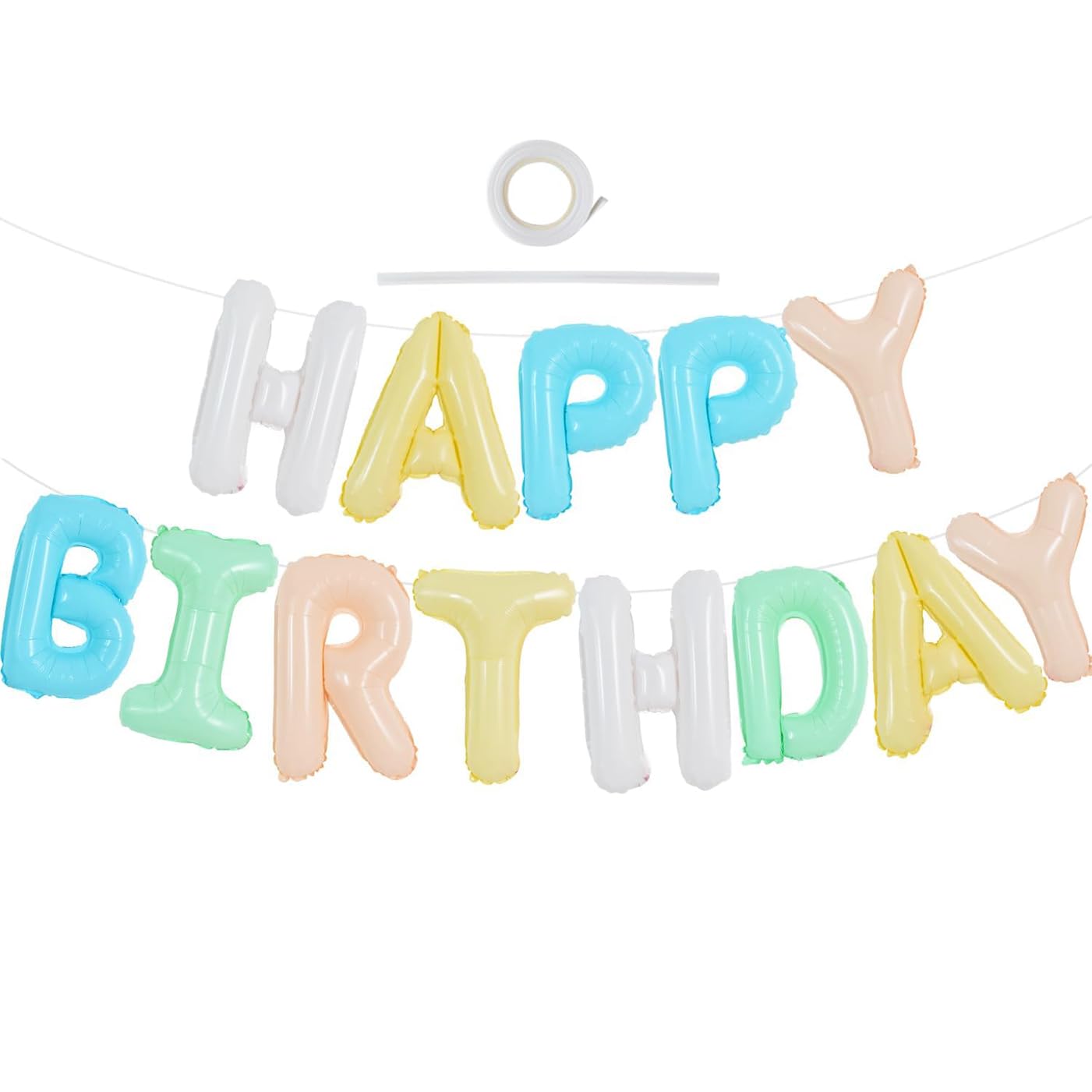 TONIFUL 16 Inch Lifght Colorful Mylar Foil Birthday Balloons Banner Happy Birthday Balloon Letters for Adults & Girls Boys Kids Birthday Decorations Party Supplies — image 1