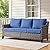 Bellefurn Patio Resin Wicker Furniture Set with Fire Pit Table, PE Rattan Swivel Patio Chairs with Propane Fire Pit Table, Brown Wicker 5PCS Patio Conversation Set