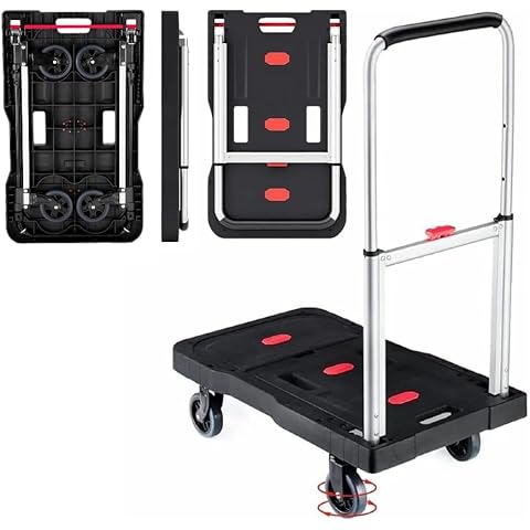 Folding Hand Truck, 330 Lbs Heavy Duty Luggage Cart, Portable Utility Dolly Platfor...