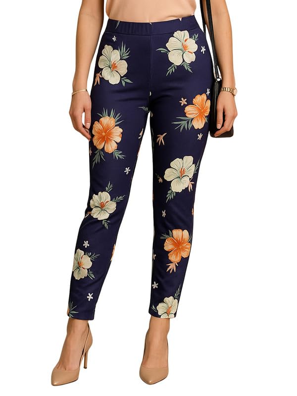 Image of DTR FASHION Women's Printed Stretchable Cotton Blend Casual Jegging