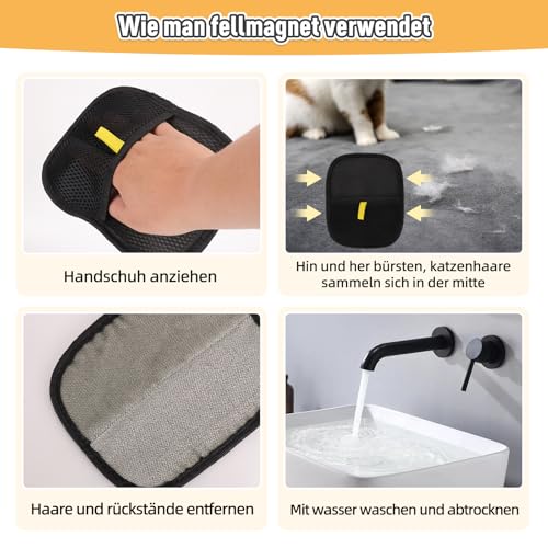 Kaempe 2 Stück Fellmagnet,Fingerlose Tierhaarentferner Handschuh für Reinigung von Pet Hair und die Fellpflege, Kleidung Sofa Remover,Haustierhaar-entferner Glattes Gesundes Katzen und Hundefell