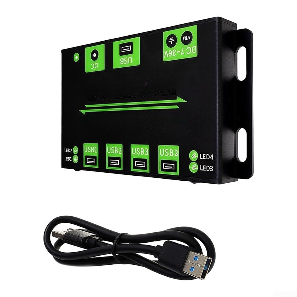 Distribuidor USB de 4 compartimentos de aluminio 7-36 V CC