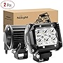 Nilight 2PCS 18W 1260lm Spot Driving Fog Light Off Road Led Lights Bar Mounting Bracket for SUV Boat 4' Jeep Lamp,2 years Warranty
