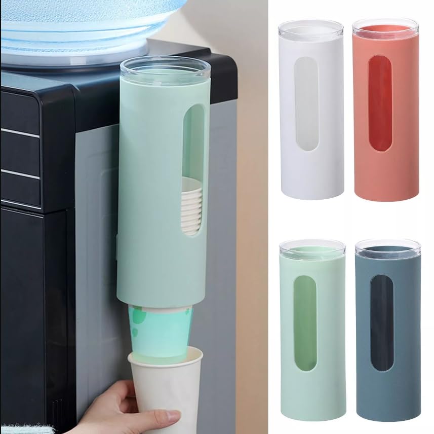 Saiyam Paper Cup Dispenser Holder for Water Cooler, Wall Mount Design, Wall Mount Cup Dispenser Single Tube Pull Type Cup Holder Sticker Mountable, Plastic-image-23