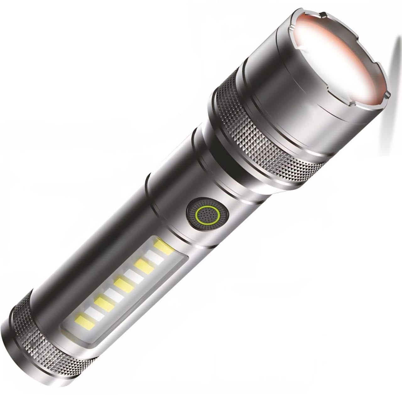 rl-m15 super bright 100w led flashlight, type-c rechargeable torch, adjustable zoom focus, long range beam for camping & security
