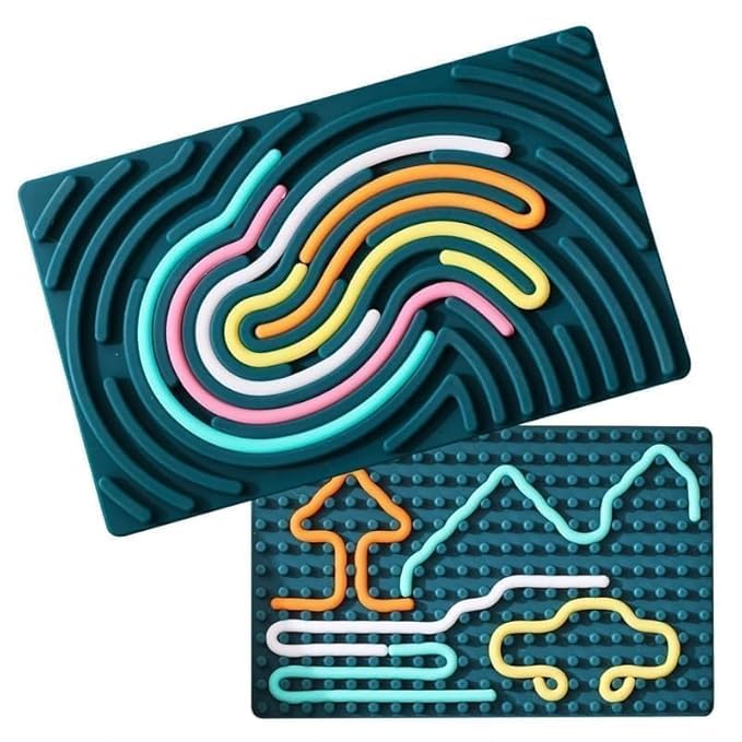 Silicone Sensory Fidget Board Toy | Double-Sided Activity Board with Color Strings | Stress Relief, Focus & Calm Toy for Kids and Adults (Large)