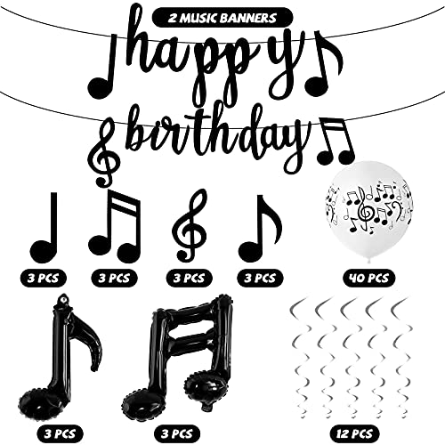 60 Pieces Music Theme Party Decorations Set Include Music Note Latex Balloons Music Note Foil Balloons Music Note Banner Music Note Hanging Swirls For Birthday Party Wedding Supplies (Classic Style) #TOP1