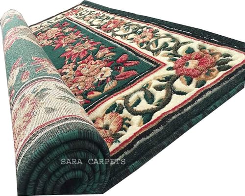 Image of Soft Thick Geometric Acrylic Washable Anti Skid Carpet. for Living Room Bedroom. Hall Size 9 x 12 feet (150X210 Cm) Green D21