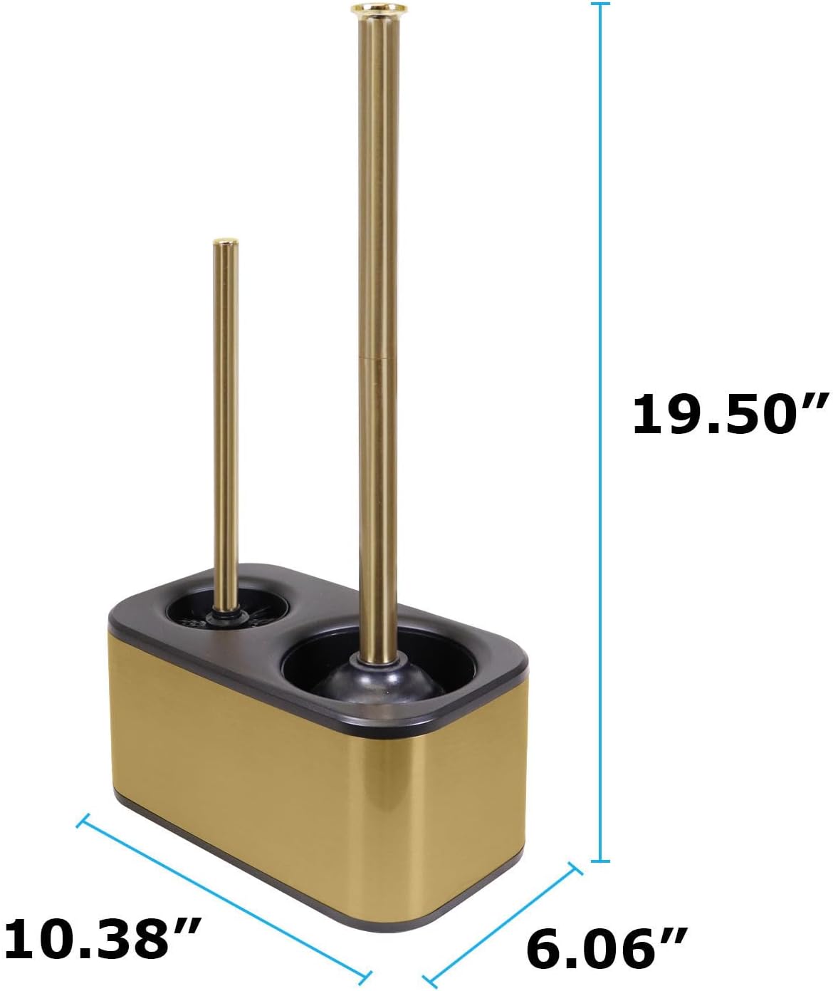 Gold Metal Toilet Brush and Plunger Set with Holder