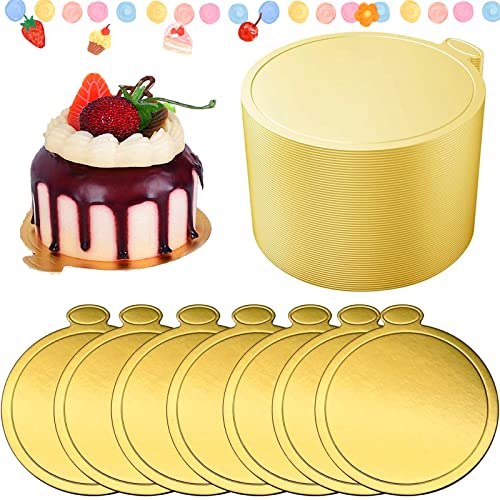 100 Piezas Tableros Redondos para Tartas, Tableros de Pastel de Mousse de Cartón, Mini Bases de Cartón para Tartas, Tableros Bandeja Pastel Decorativo, Mini Postre, Bandeja, 8 cm / 3,1 pulgadas