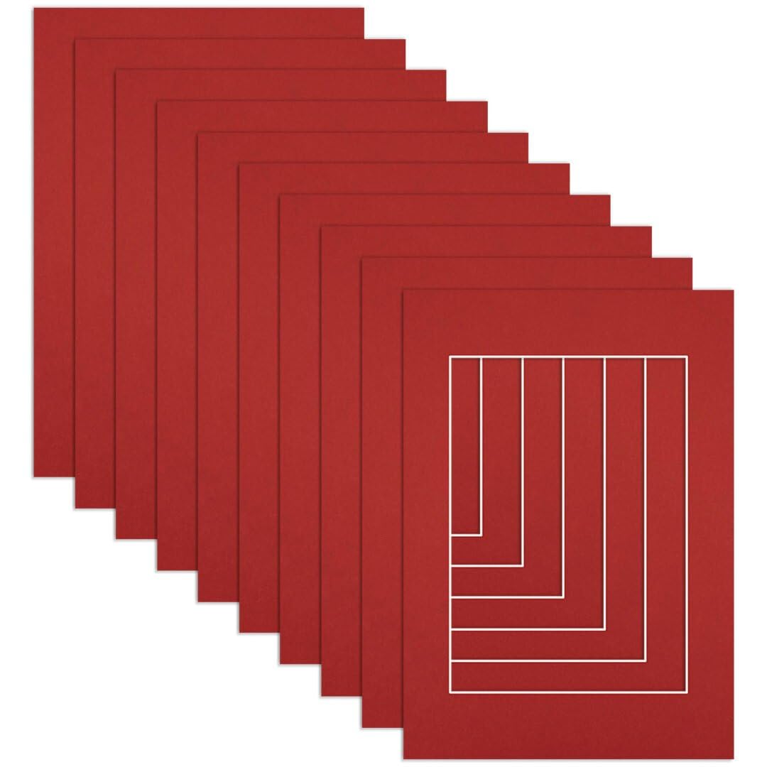 Procut Global A3 Crimson Picture Mounts to Fit A4 Aperture - Precision Cut Cardboard Photo Mount - Ideal for Frames, Prints, Artwork & Certificates - Sizes & Colours Available - 10 Pack