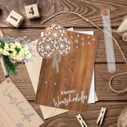 LUMOOM Wunscherfüller Geldgeschenke Verpackung, Geldgeschenk aus Holz, Geldgeschenk Geburtstag mit Blumen und Reagenzglas, für Weihnachten Geburtstag Hochzeit