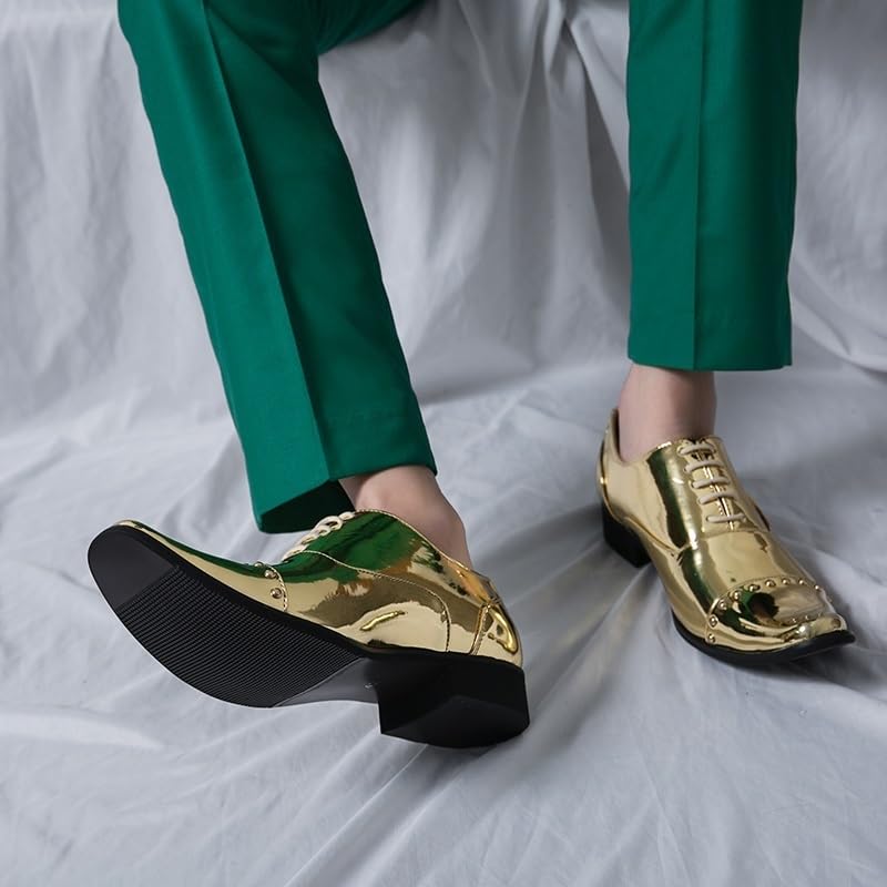 Non Slip Dress Shoes for Mens Dress Shoes for Men Classic Lace Up Pointed Toe PU Leather Shiny Slip Resistant Anti-Slip Rubber Sole3