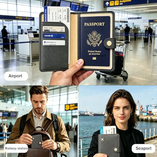 Image of Zoppen Rfid Blocking Travel Passport Holder Cover Slim Id Card Case (17 Dark Grey)