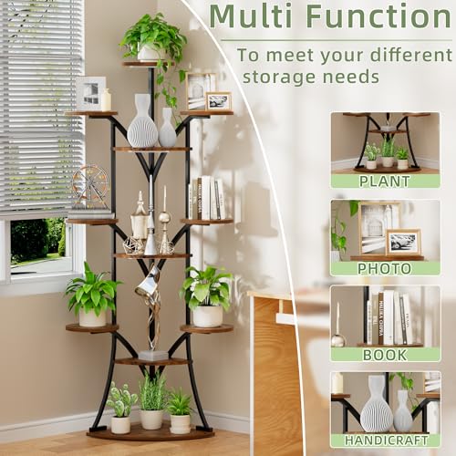 Image of Plant Stand Indoor with Grow Lights-63'' Tall Plant Shelf, Corner Plant Stands for Indoor Growing, Tiered Plant Shelves Large Flower Holder for Indoor Plants, V-Shaped Decorative Rack for Home, Black