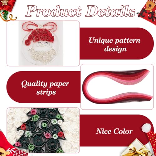 WEBEEDY 20 Sets DIY Christmas Paper Quilling Greeting Card Kit 5 Style Santa Claus Decorations Card With Paper Quilling Strips Instuction,DIY Christmas Card Making Kit for Beginners Paper Craft Lovers - Image 3