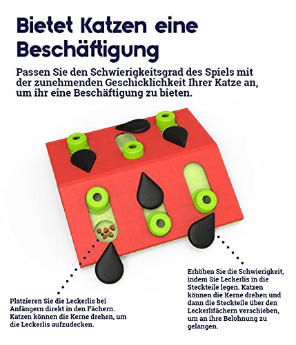 Catstages Nina Ottosson Interaktives Katzenspielzeug & Leckerli-Spender - Intelligenzspielzeug zur Selbstbeschäftigung, Fummelbrett für Katzen, langsames Fressen & Beschäftigung gegen Langeweile