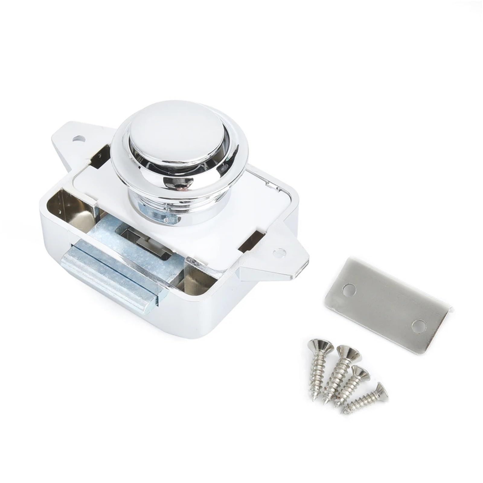 Jwvialel Big Chrome Push Lock Home Cabinet Drawer Latch Button Locks Furniture Hardware 10Pcs(Big Chrome)