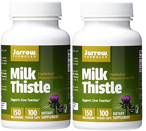 Jarrow Formulas Milk Thistle, Promotes Liver Health, 150 mg Caps, 100 Veggie Capsules (Pack of 2)