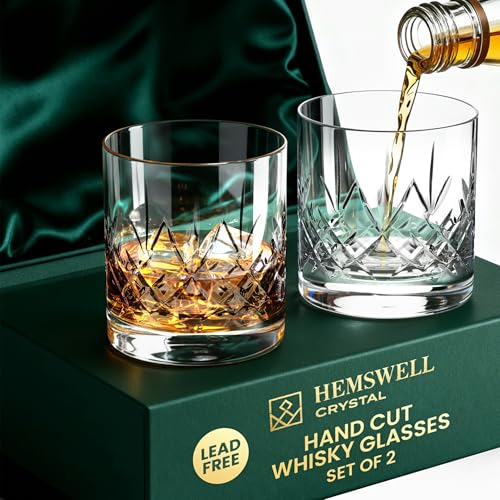 Hemswell Crystal Whisky Glasses Set of 2 11oz...