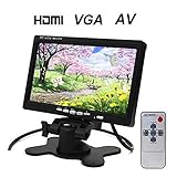 BW TFT-LCD-Kfz-Monitor, zur Anbringung an der Kopfstütze, 17,8 cm, HD, Auflösung 1024 x 600, Native Auflösung, HDMI-, VGA- und AV-Anschlüsse, Lautsprecher, um 360 Grad drehbarer Ständer und Schnittstelle für doppelte Energieversorgung