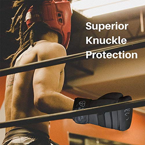 Steel Sweat Boxing Gloves - Training Gloves For Punching, Sparring, Kickboxing And Muay Thai - Men & Women - Senshi Black 12 Oz #TOP4