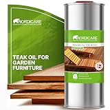 Nordicare Teak Oil for Garden Furniture 1L – Outdoor Wood Oil for Garden & Outdoor Furniture, Seals and Protects Against Drying Out, Easy to Apply, Suitable for Teak, Oak, Mahogany & More