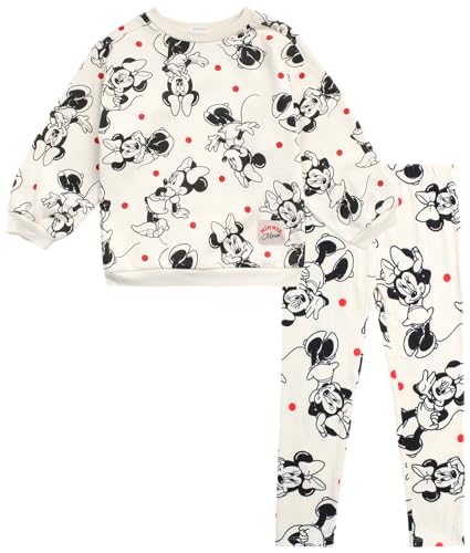 Image of Disney Girls' Minnie Mouse Fleece Jogger Pants Set - Minnie Mouse Fleece Sweatshirt and Sweatpants (2T-6X)
