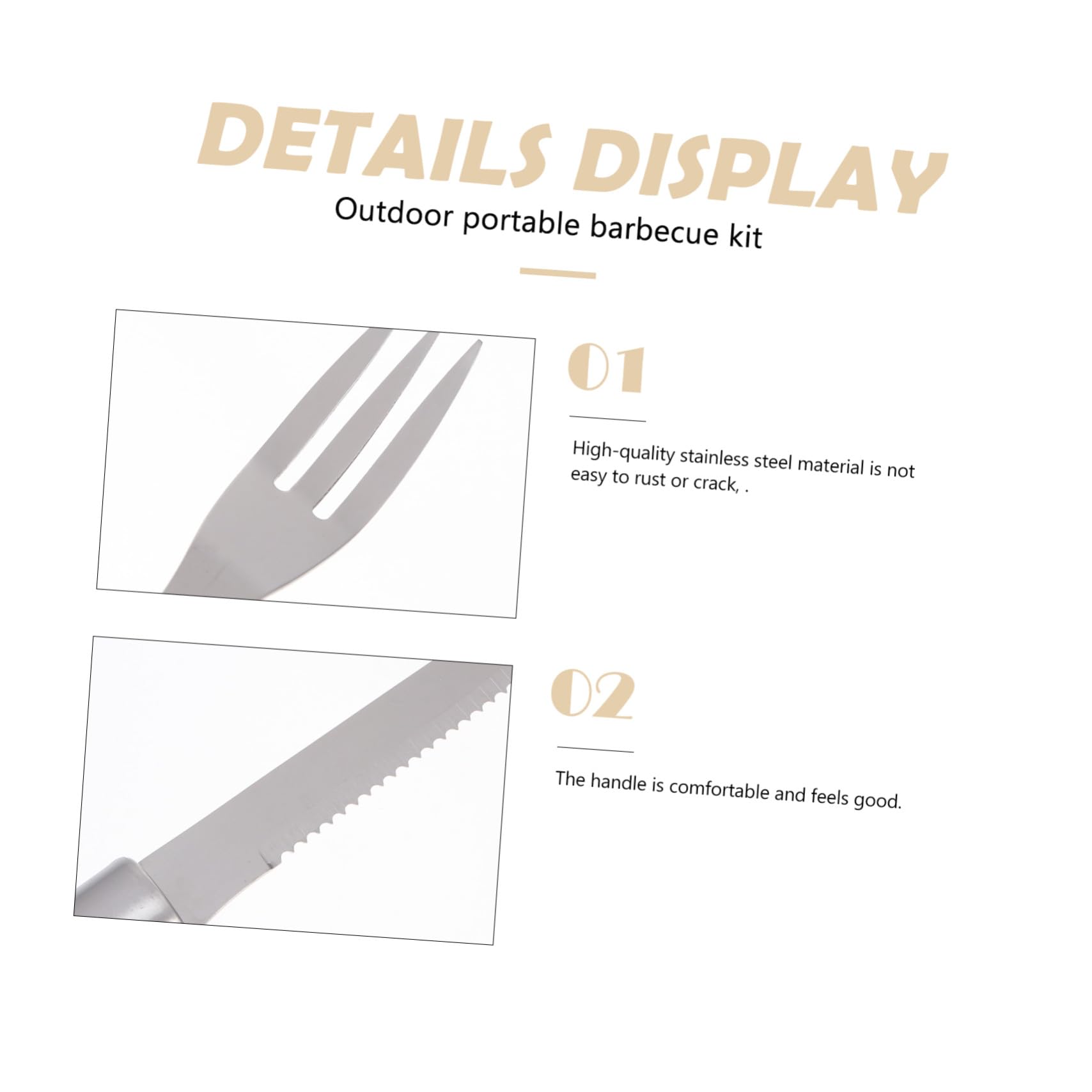 Utensili Barbecue in Metallo Resistente Portatile Kit Bbq Completo con Forchetta Spatola Pennello per Grigliata all'Aperto Picnic