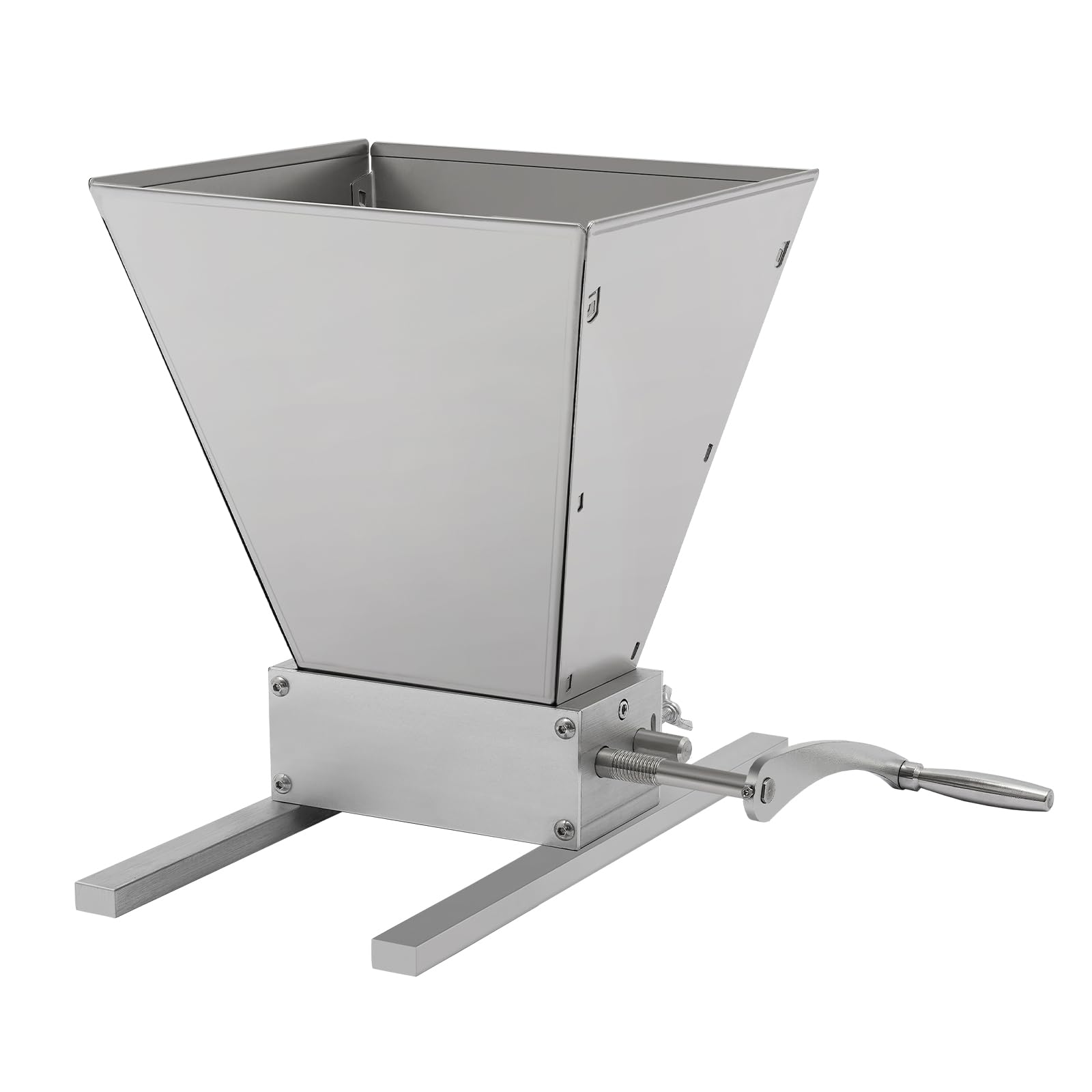 Malted Grain Mill Stainless Steel 2 Roller Malt Mill Homebrew Malted Grain Crusher Manual Grain Mill,with Manual Crank Handle,Slow Drill Available Malt Crusher Adjustable Gap