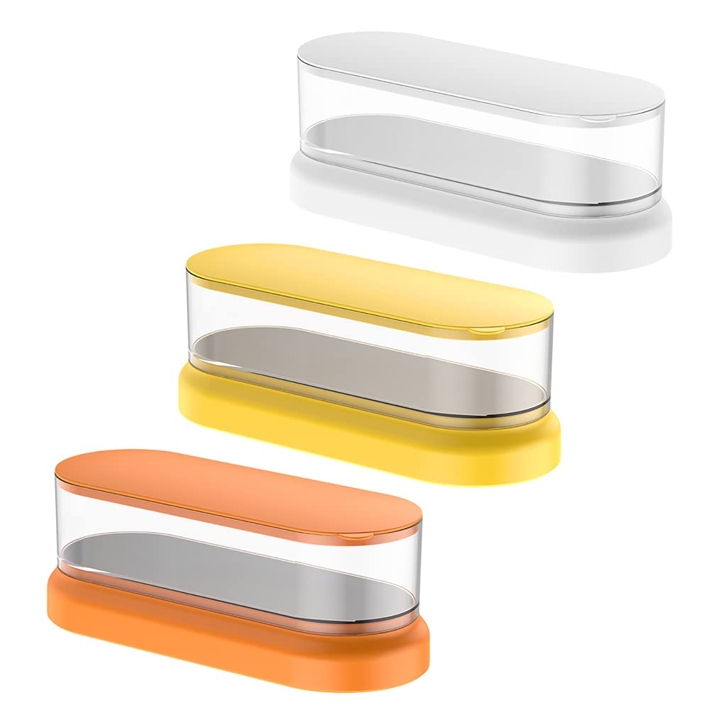 Surakey Jewelry Cleaner, Ultrasonic Cleaning Machine, 45Khz Ultrasonic Cleaner Stainless Steel High Capacity 450ML, Cleaner for Ring Earing Glasses Cosmetic Brush Watches Coins (Yellow)