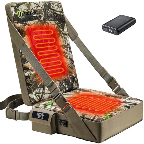 TIDEWE Hunting Seat Cushion Heated with Backrest & Battery Pack, Self-Supporting Water Resistant...