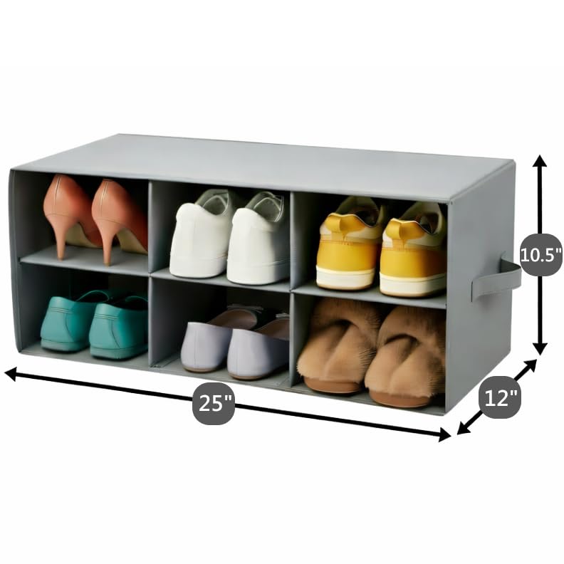 Image of Sorbus Shoe Cubby, Foldable 6-Section Organizer