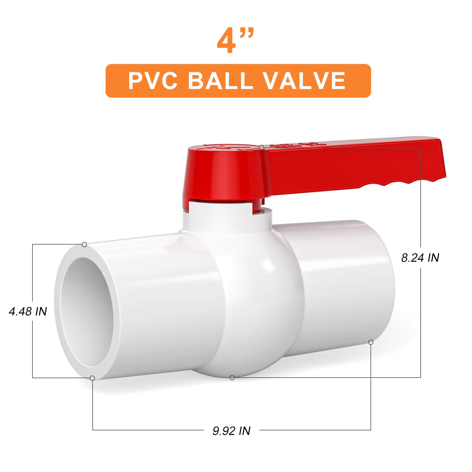 GASHER 1PCS 4 pollici PVC valvola a sfera interruttore di arresto per piscina, maniglia valvola a sfera, valvola di controllo pvc