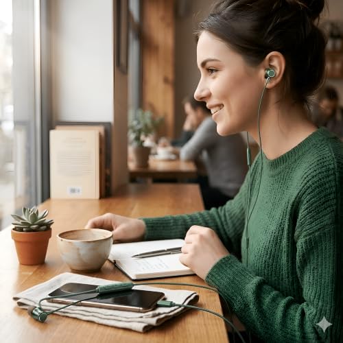 Image of BLASST-C TypeC Wired Earphone with Powerful HD Mic for Clear Sound, Deep Bass Sound, HD Calling, in-Line Volume Control & Noise Cancellation Compatible with only TypeC Jacks in Mobiles- Green