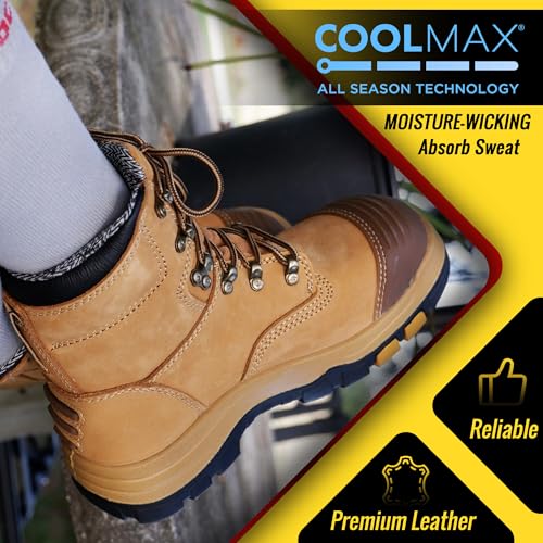 Image of ROCKROOSTER Work Boots for Men,7 inch,Steel Toe,Side Zipper, Oiled Leather Shoes,Static Control,Breathable,Quick Dry(AK232Z-245Z)