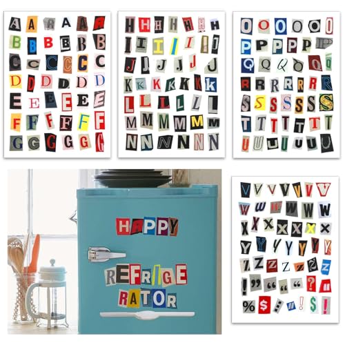 YUZHEDM Stickers 4 Feuilles 3.94 × 5.51inch Autocollants Lettre Autocollantes Autocollants de Lettres Anglaises Multicolores Imperméables Stikers Adaptés...