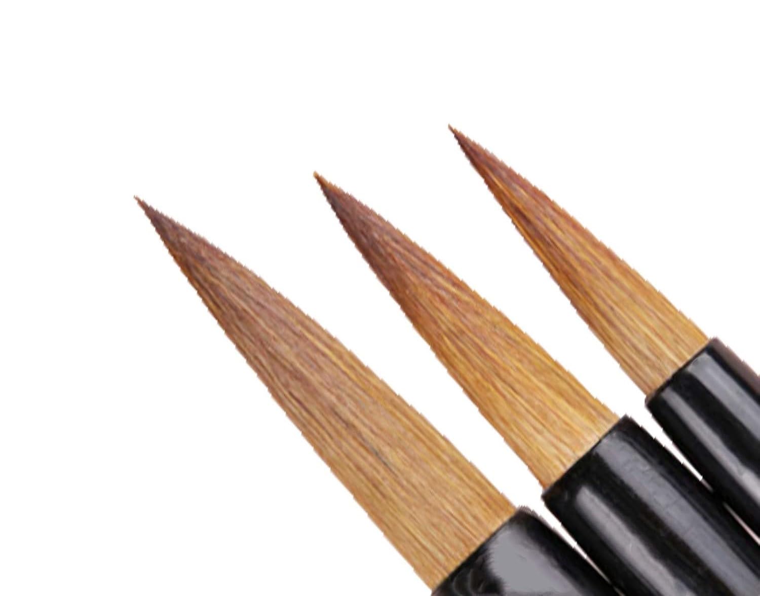 Chinese Calligraphy Brush, Writing Drawing Watercolor Ink Brushes Hubi Painting Kanji Sumi Wolf Bamboo Brushes Set for Professional Beginner set 3