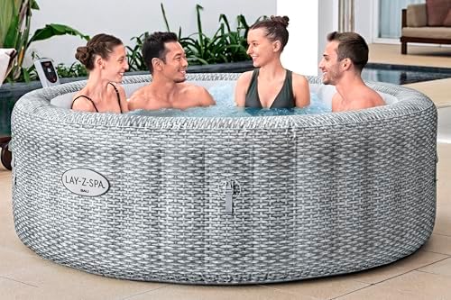 Bild 1 - Bestway Lay-Z-SPA Energiespar-Whirlpool Bali AirJet, Ø196x71cm, 6 Personen, Heizung, Frostwächter, 140 AirJet-Düsen, App-Steuerung, UltraFit-Pumpeneinheit, Thermo-Abdeckung, Rattan, GS-Zertifiziert