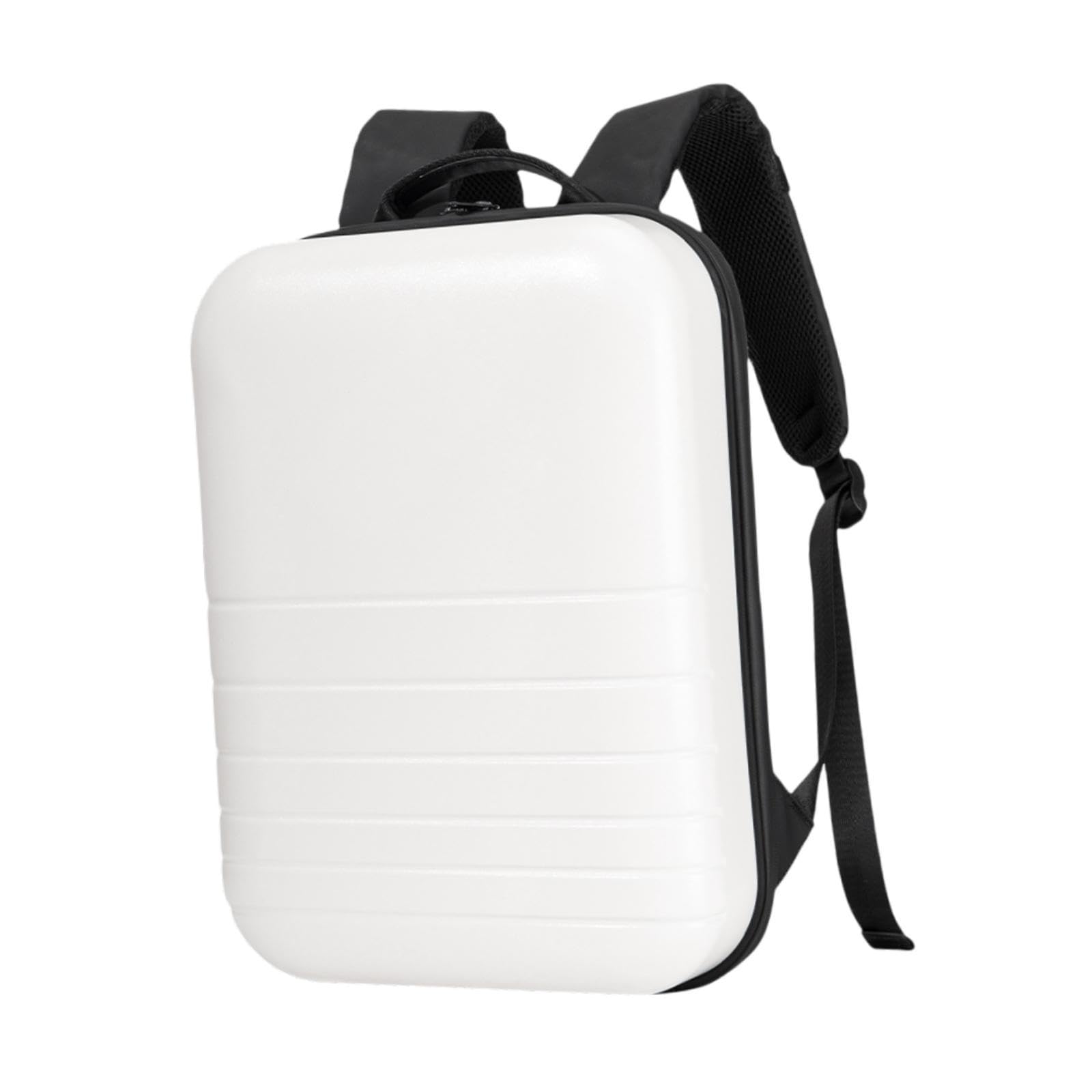 Milageto Mochila para Portátil Mochila Laptop Mochila Ordenador Bolsa de Viaje Mochila Escolar Carcasa Rígida de PC Y PU Impermeable con Correa para Equipaje a, Blanco